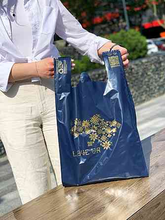 Пакет майка 34(2х8)х57, 50 мкм (50 шт.) синий, LOVE UA Павлоград