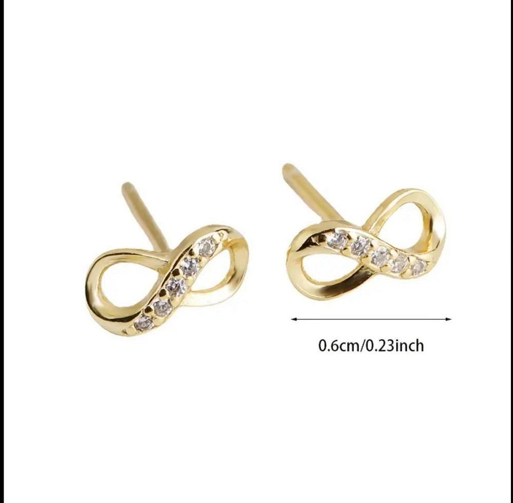 Серьги-пусеты бесконечность – золотой цвет Киев - изображение 4