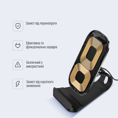 Зарядний пристрій ColorWay Wireless Stand 15W Black (CW-CHW31Q-BK) Вінниця - фото 5