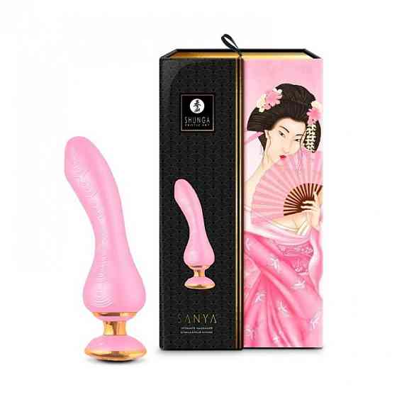 Вибратор Shunga Sanya с ручкой и подсветкой, нежно розовый, 18.5 см х 3.8 см Sex Aura Киев