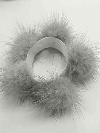 Гумка хутряна норкова на волосся на гульку Сірий Харків