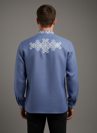 Чоловіча сучасна вишиванка з вишивкою на спині Фламінго Київ