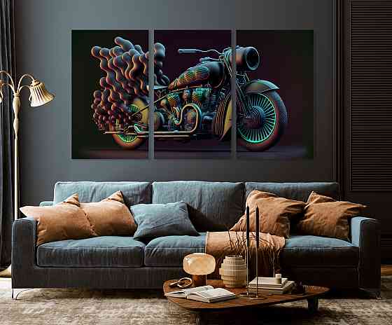 Модульна картина у вітальню/ спальню  Мотоцикл      ART-161_3A Київ