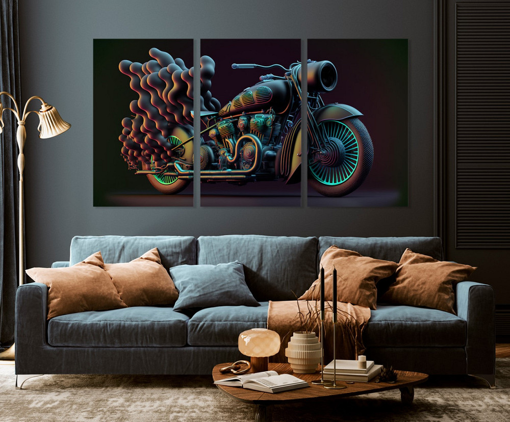 Модульная картина в гостиную / спальню    Мотоцикл    ART-161_3A Киев - изображение 3