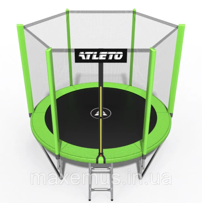 Детский батут с защитной сеткой и лестницей Atleto 183 см (6 ft) до 50 кг Зеленый + Подарок Мостиска - изображение 15