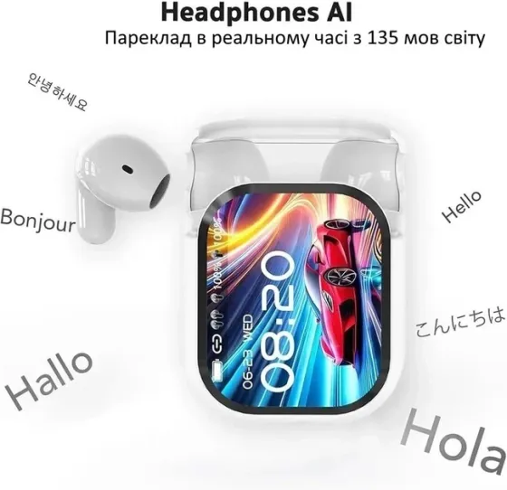 Бездротові навушники HTC NE20 AI Bluetooth сенсорне керування – зарядний кейс, Білі Запоріжжя