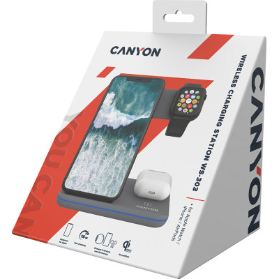 Зарядний пристрій Canyon WS-303, 3in1 Wireless Dark Grey (CNS-WCS303DG) Вінниця - фото 7