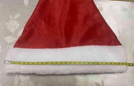 Новогодняя шапка с мехом для детей и взрослых -размер окружности около 56 см, текстиль красный Киев