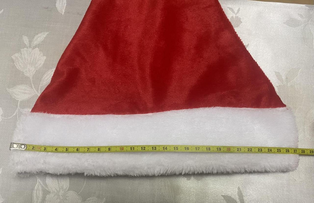 Новогодняя шапка с мехом для детей и взрослых -размер окружности около 56 см, текстиль красный Киев - изображение 5