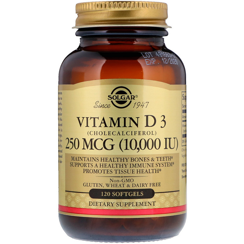 Витамин D3 холекальциферол (Vitamin D3 Cholecalciferol) 10000 МЕ 120 капсул Київ - фото 1