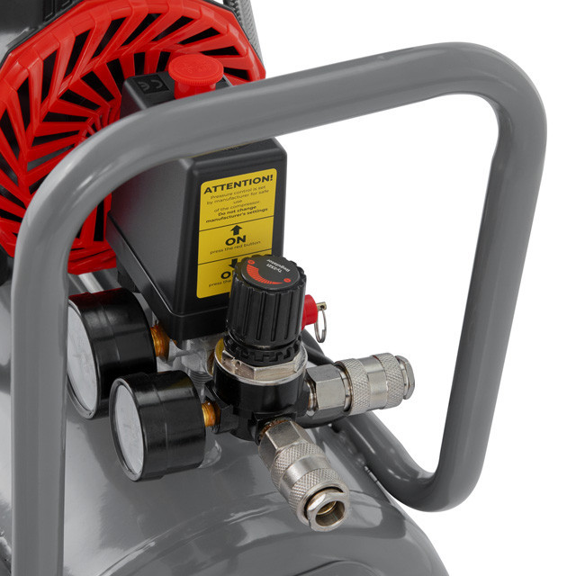 Компресор, 24 л, 1,5 кВт, 230 В, 8 атм, 250 л/хв, 2800 об/хв,  безмасляний, 2 циліндри, 68 дБ INTERTOOL PT-0033 Киев - изображение 6