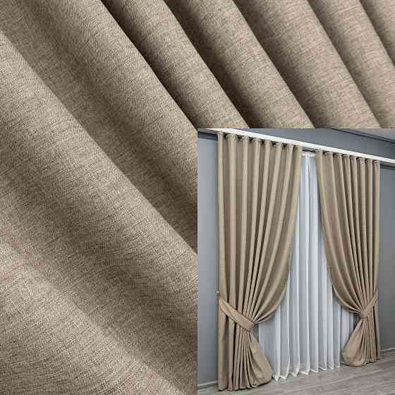 Комплект готових штор VR-Textil Льон ALORA-TON № 1876ш Капучино 125х290см 2 шт (39-0083) Київ