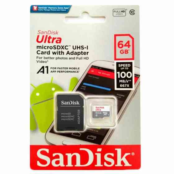 Карта памяти 64ГБ Class 10 microSDXC SanDisk Ultra SDSQUNR-064G-GN3MA Киев
