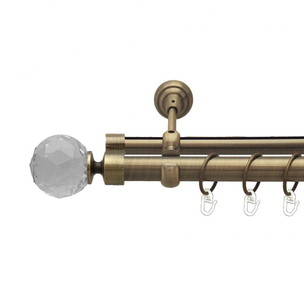 Карниз Orvit Люміера металевий дворядний опозитний гладка \ профільна труба кільце металеве Антик 25\19 мм 160 см (7524108) Львів - фото 1