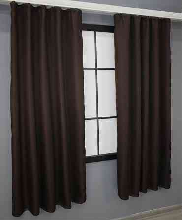 Комплект коротких штор VR-Textil Лен-блэкаут Лен Мешковина № 291ш Венге 130х170см 2 шт (35-0003) Киев