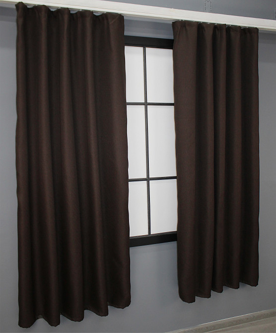 Комплект коротких штор VR-Textil Лен-блэкаут Лен Мешковина № 291ш Венге 130х170см 2 шт (35-0003) Киев - изображение 4