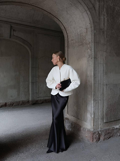 Жіноча розкішна спідниця довжини максі королівський шовк Чорний, 46/48 Одеса - фото 2