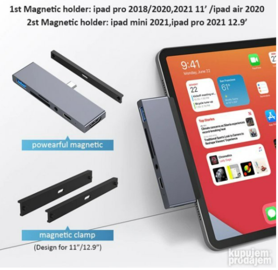 Концентратор USB C 6в1 для iPad Pro и iPad Air HDMI - считыватель SD-карт - USB 3.0 - Aux Киев