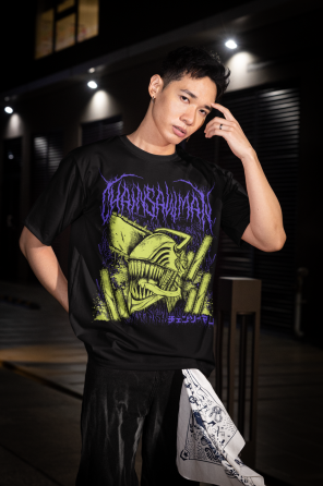 Футболка аниме Человек-бензопила оверсайз (S/M/L) Черний AnimeJ0722 Днепр