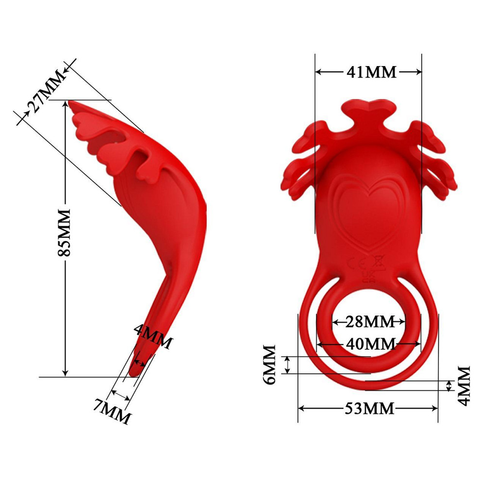 Віброкільце PRETTY LOVE - VIBRATION PENIS RING, Ruben, 7 vibration functions red Sex Aura Київ - фото 8