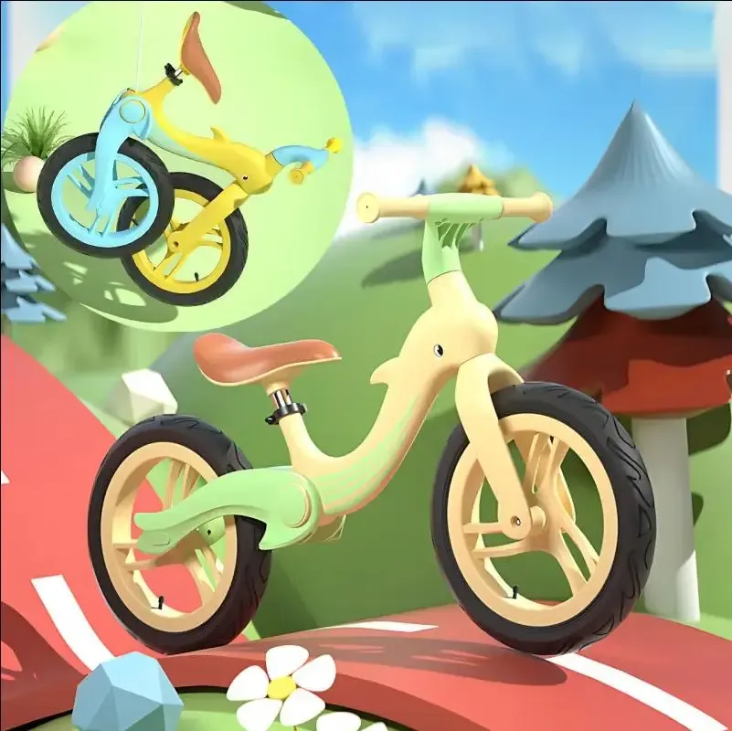 Велобег с дельфином, складной беговел от 2 до 5 лет, надувные колеса 12", нагрузка до 40 кг, ВА03 4 кг Коломия - фото 1