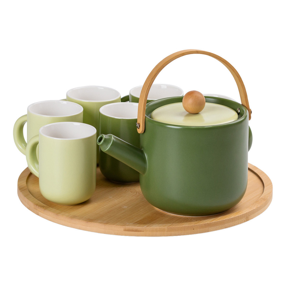 Чайний сервіз на 6 персон з бамбуковою підставкою, зелений Київ - фото 4