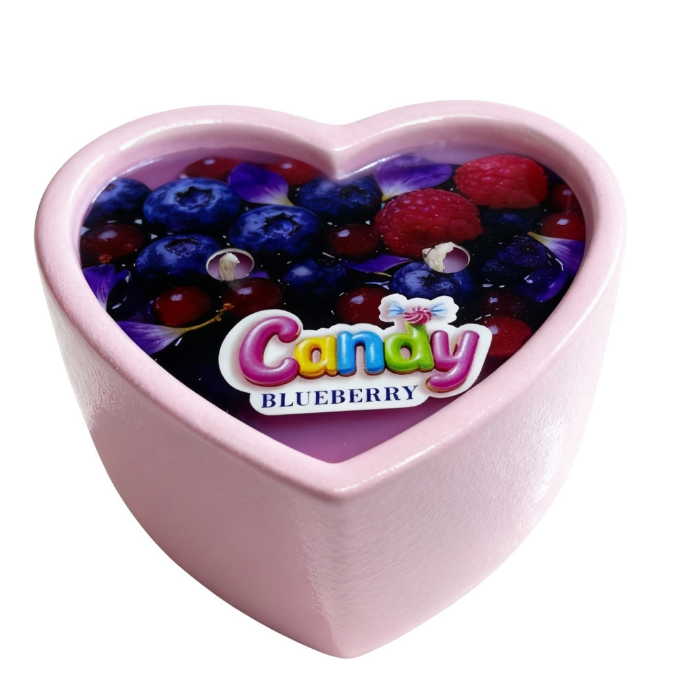 Массажная свеча с ароматом черники Candy Blueberry в форме сердца, 70 мл Sex Aura Киев - изображение 1