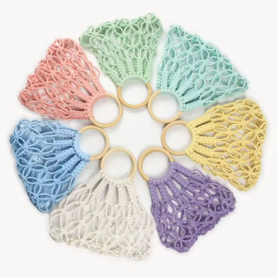 Набір макраме для ручного в'язання ажурної плетеної сумки 29х26 см для рукоділля та творчості колір рожевий Кам'янець-Подільський