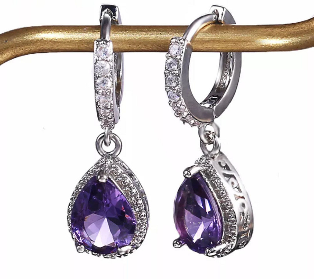 Сережки з фіолетовим камінням Сміла - фото 4