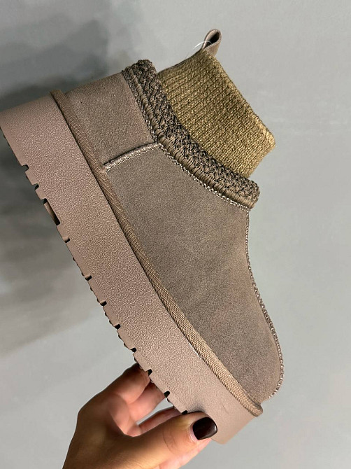 Угги женские Hengji 90-6 с носком и вышивкой натуральная замша бежевые, 36, 23,5 см Киев - изображение 2