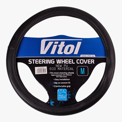 Чохол на кермо VLU 2406025 M чорний з орнаментом БО Харків - фото 1