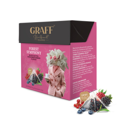 Чай Graff Forest Symphony Чорний з лісовими ягодами 20 пірамідок по 1.8 г (4820279611150) Вінниця - фото 1