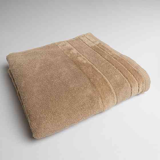 Полотенце банное махровое с велюровым бордюром GM Textile 100х150см 500г/м2 (Капучино) Сумы