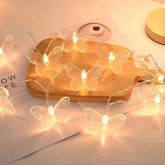 LED гирлянда нить Бабочки прозрачные 3.5 м,от USB,Желтый свет SBR Киев