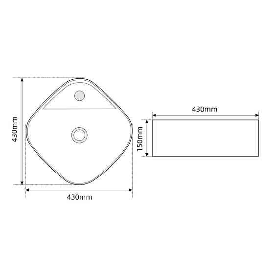 Раковина накладна MIXXUS PREMIUM WAVE-0201 MARBLE 430х430х150mm з отвором під змішувач   ( MP6536 ) 29645 Харків