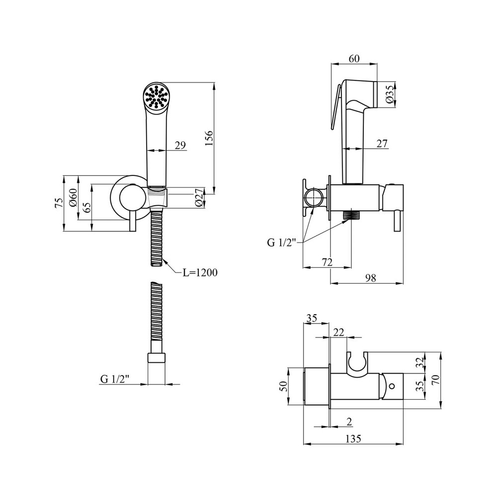 Змішувачі з гігієнічним душем Kroner KRP Bidet - C082 Київ - фото 7