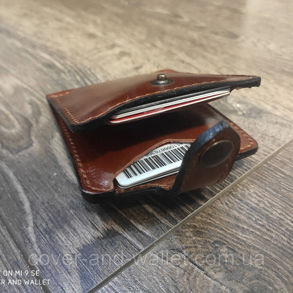 Шкіряний затискач для купюр із монетницею ручної роботи Київ - фото 8