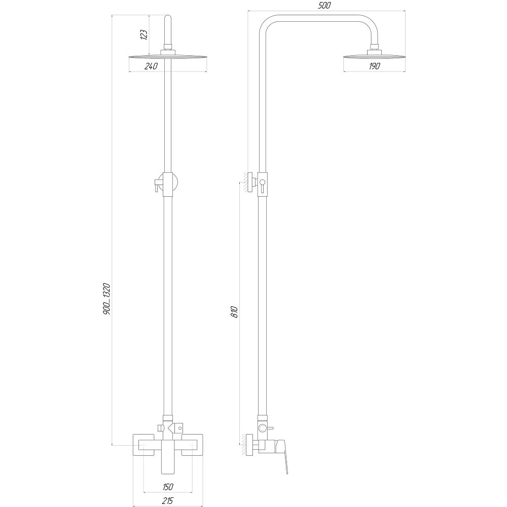 Душова система TOPAZ ODISS TO 18702-H52 комплект , кругла штанга Н-130см Тернопіль - фото 5