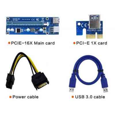 Райзер PCI-E x1 to 16x 60cm USB 3.0 Cable SATA to 6Pin Power v.006C Dynamode (RX-riser-006c 6 pin) Вінниця
