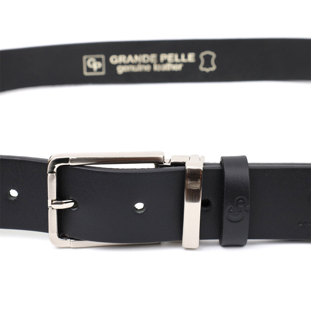 Практичний брючний ремінь для чоловіків з натуральної шкіри Чорний (GRANDE PELLE) Київ - фото 6
