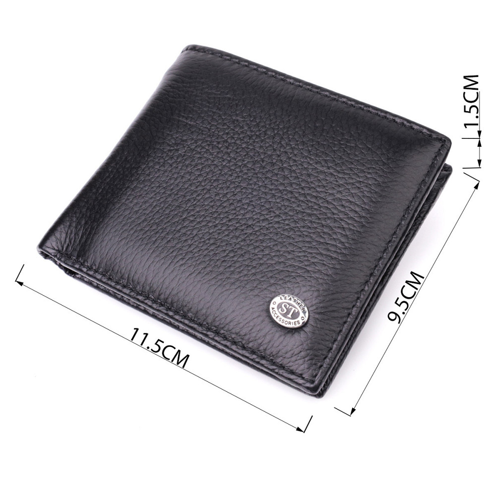 Мужское кожаное портмоне из зажимом Черный (ST Leather) Киев - изображение 7