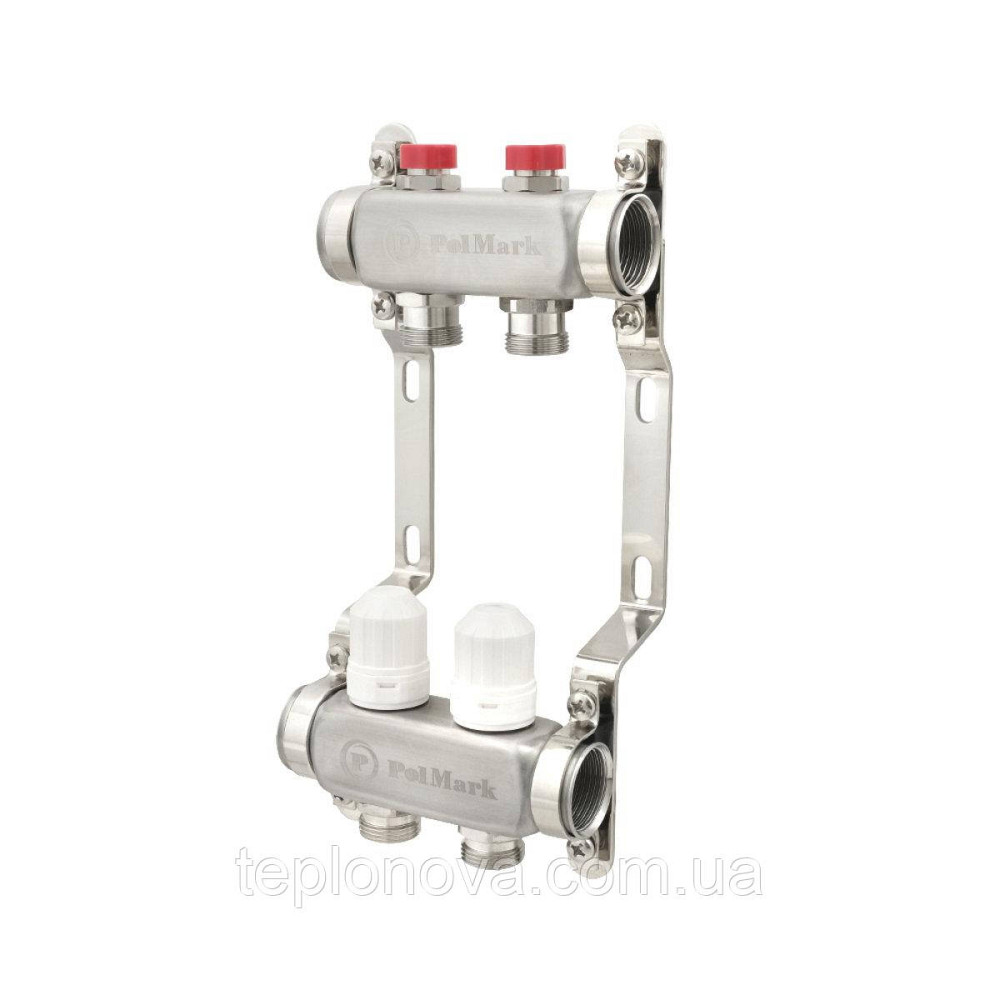 Колектор нержавійка на 2 пари виходів  "Polmark" для теплої підлоги та радіаторів Чернівці - фото 1
