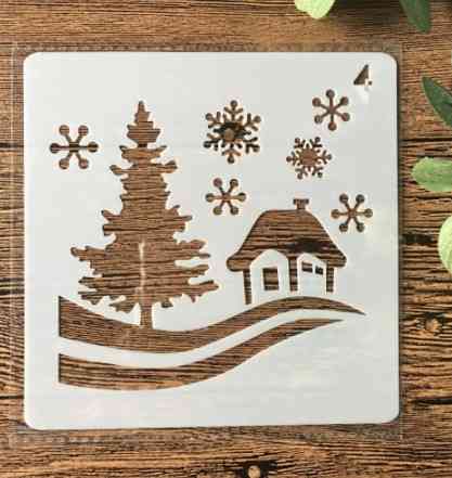 Новогодний трафарет для окон 13 на 13 см серый Киев