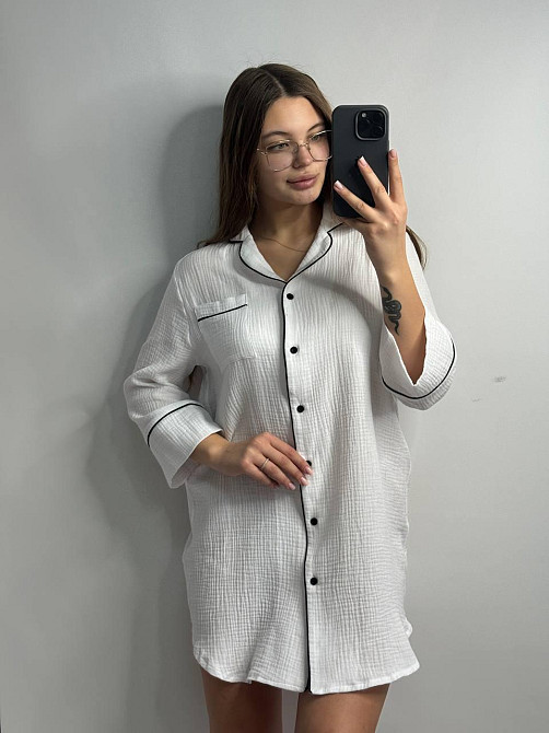 Женская муслиновая ночная сорочка Белый XS-S Харьков - изображение 5