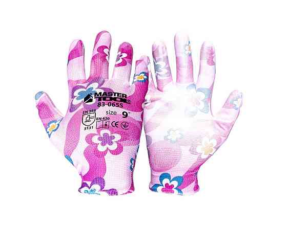 MASTERTOOL Рукавички безшовні трикотажні MASTERTOOL "Фіалка" з поліуретановим покриттям долоні Коломия