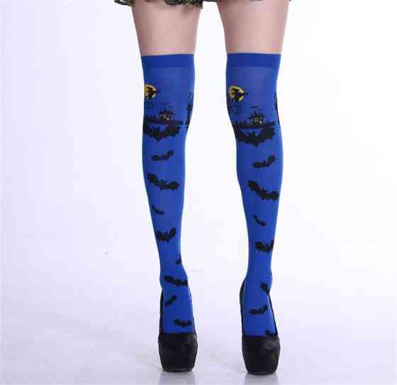Чулки для Хэллоуина Летучие мыши one size сине-черный Киев