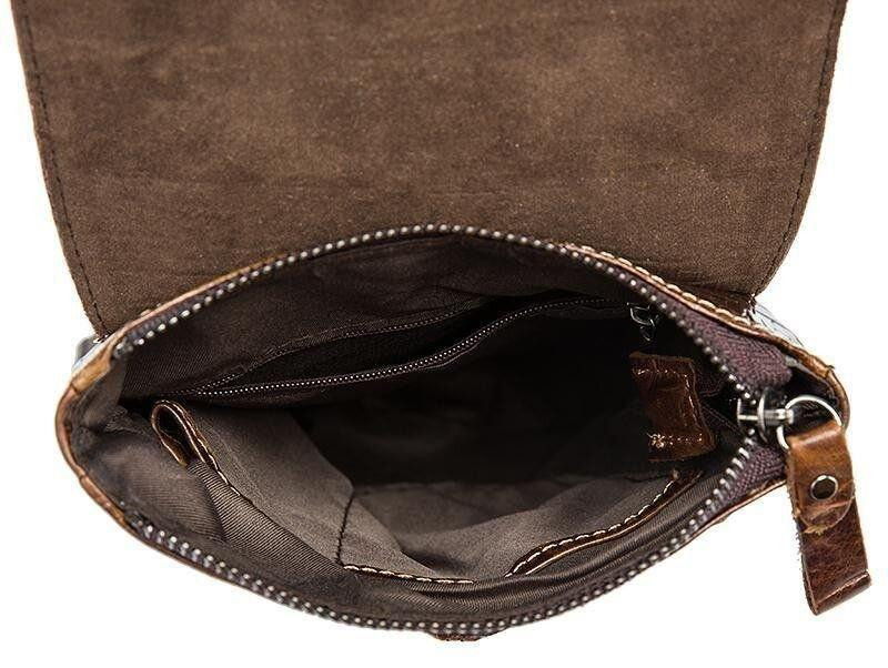 Сумка-мессенджер тиснение под экзотику Vintage 20038 Коричневая Киев - изображение 10