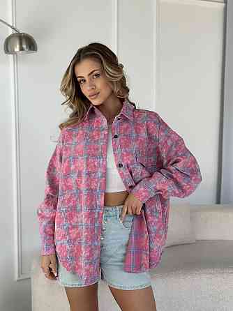 Женская трендовая оверсайз рубашка в клетку коттон варка Барби Одесса