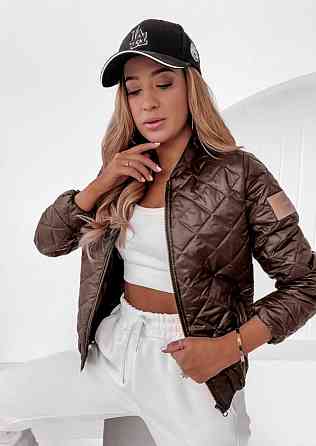 Женская короткая стеганая куртка без капюшона плащевка с водоотталкивающей пропиткой с утеплением силикон Шоколад, 54/56 Одесса