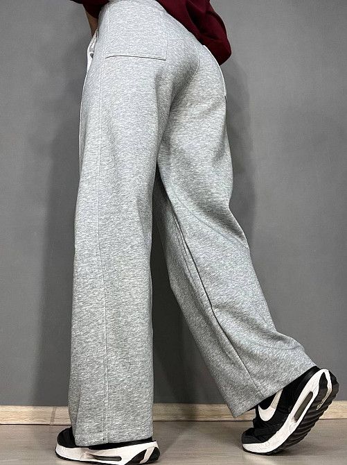 Штани жіночі A-N 25061 спортивні широкі Baggy з кишенями та шнурком трикотажні світло сірі, світло-сірий, M Київ - фото 7